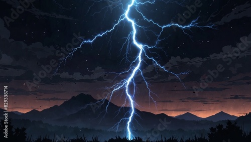 abstract amazing lightning strike, anime background.