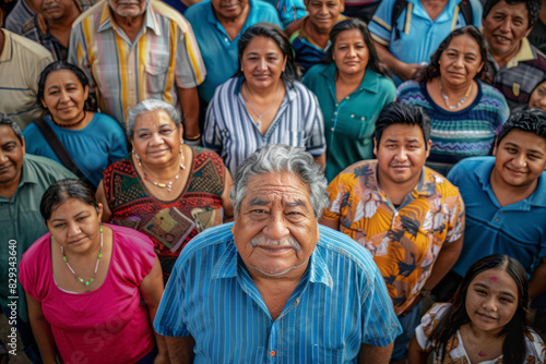 A large, multiethnic crowd of men, women, and individuals of different ages stand together, all smiling and looking at the camera.