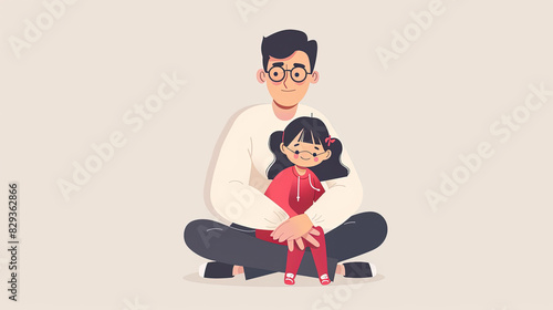 graphic illustration of father with daughter for father's day