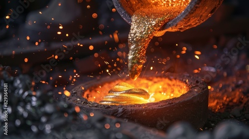 Swirls of molten silver dance in a crucible as a jeweler expertly pours the liquid metal into a mold crafting a westerninspired cuff bracelet.