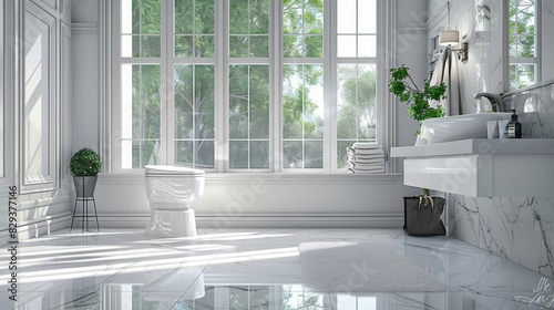 Stylish white toilet in a contemporary bathroom with unique architectural features and a peaceful atmosphere--s 250