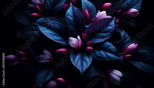 Illustration of Arabian jasmine jasminum sambac flowers with a dark, moody aesthetic