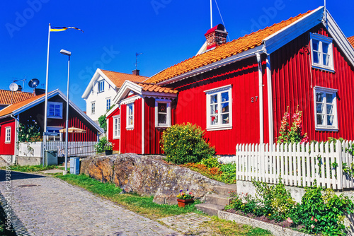 Red cottage in a swedish coast village