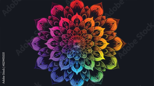 Rainbow mandala. Ornamental floral circle Oriental designs