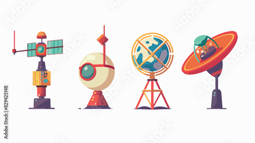 Sputnik antenna icon. Radar tower. Connection symbol.