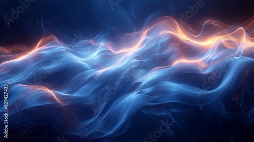 Dark blue background with swirling light flare that twists and turns created with Generative AI technology