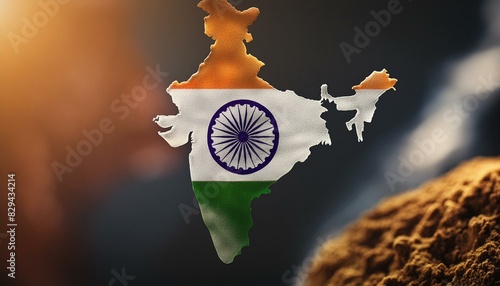 "Pride of India: Detailed Map with National Flag"