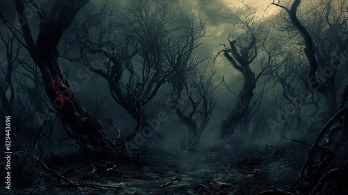 An infernal landscape featuring demonic creatures