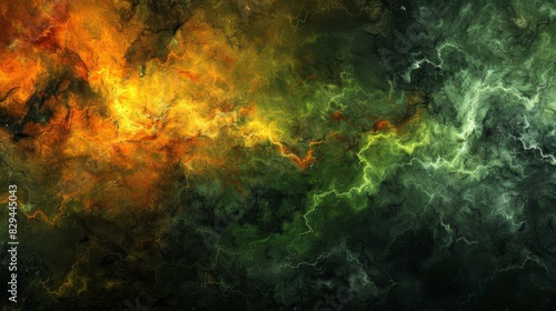  A multicolored background with swirls of black, yellow, and green in the center A separate image features a black background with swirls of orange and yellow