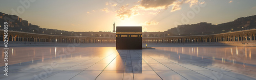 Photo Realistic of Kaaba Mecca Muslim people Islam Islamic Event on cloudy background