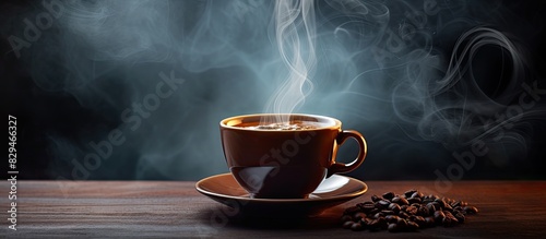 Begin your morning by savoring a steaming cup of coffee allowing its rich aroma and invigorating taste to awaken your senses and energize your day. Copyspace image