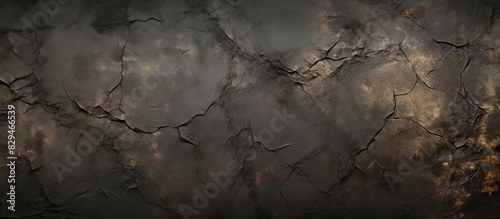 Design with abundant copy space image of a decorative black plaster wall background boasting an abstract grunge texture