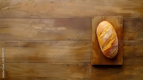 Fresh homebaked artisan sourdough bread. Loaf of bread with ears of wheat on white background, copy space.