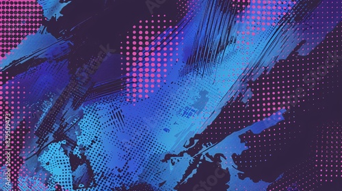 Distorted grungy layers with a glitch effect, perfect for brochure, social media, posters, and flyers. Textured banner with Distress effect and halftone dots for a screen print look.