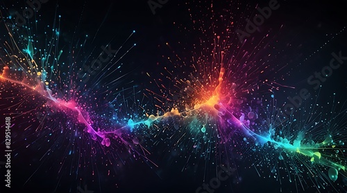 glowing, multi-colored stream of light against a black background
