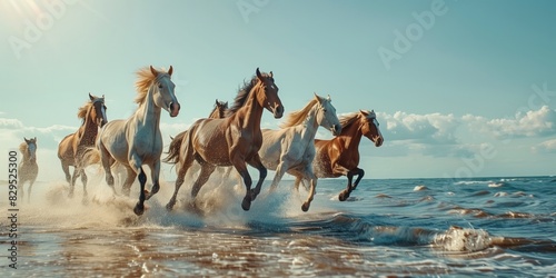 horses running on the beach