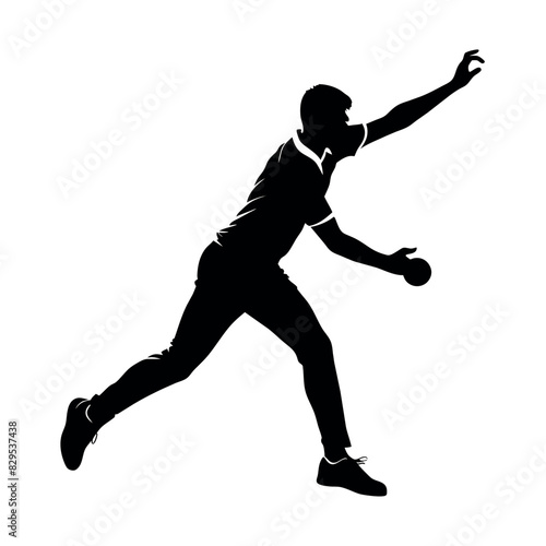 A cricket bowler running for bowl vector silhouette, white background