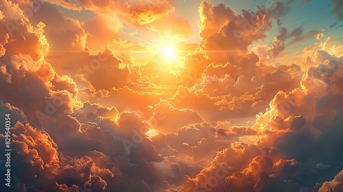 A drawing of a golden sunbeam breaking through the clouds.