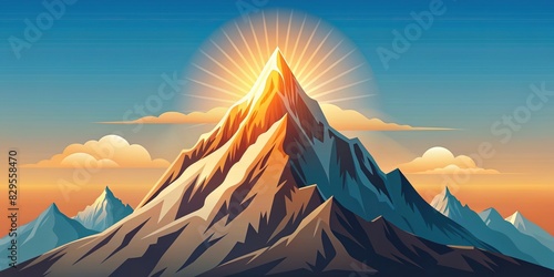 Vector of a mountain top symbolizing conquering achievements
