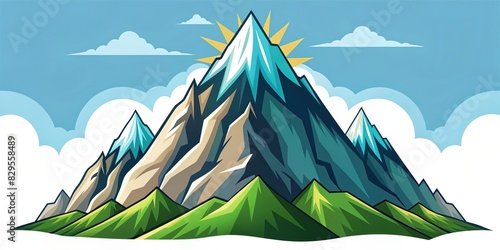 Vector of a mountain top symbolizing conquering achievements