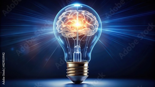An illuminated light bulb with a visible brain structure, symbolizing the fusion of intelligence and innovation in business