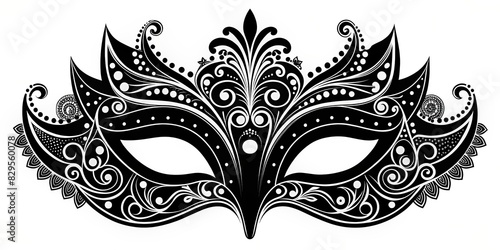 Elegant Venetian masquerade mask silhouettes in black on white background isolated vector
