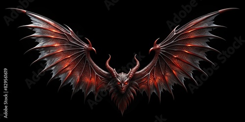 Blackish demon or devil wings isolated on background