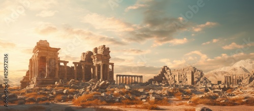 Ancient palace ruins with a majestic appearance in a copy space image