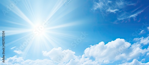 Bright sun in clear skies with copy space image available
