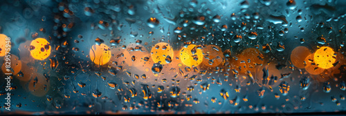 Close up texture on the glass window, Raindrops danced on the windowpane Concept Nature Rain Windowpane 