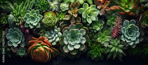 Succulent plants like cacti with copy space image