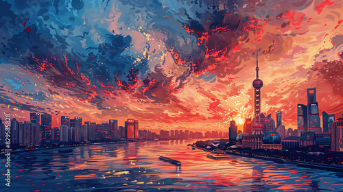Delve into the dynamic landscape of business in China with illustrations that celebrate the fusion of tradition and innovation, portraying iconic landmarks like the Great Wall and bustling
