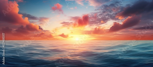 Breathtaking sunrise above the ocean with a stunning copy space image