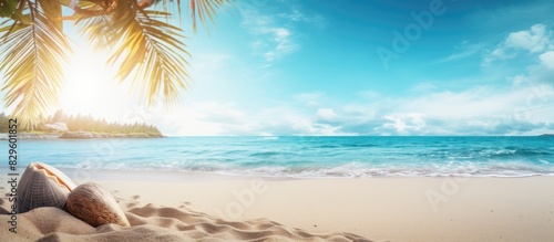 Beach background with sunny vibes great for summer holidays includes copy space image