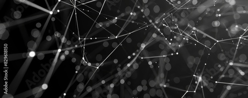 Abstract network of connected dots and lines forming a dark background, suitable for technology and futuristic concepts.