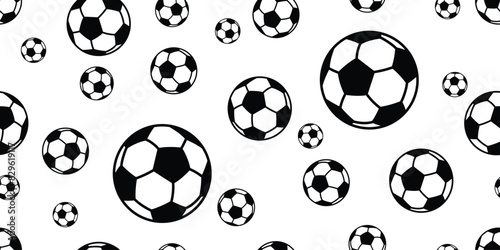 football seamless pattern soccer ball vector sport doodle cartoon gift wrapping paper scarf isolated repeat wallpaper tile background illustration design