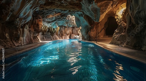 A pool with a hidden underwater cave, accessible through a narrow tunnel