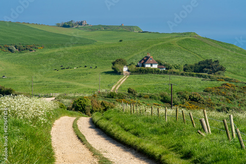 Footpath along the clifftops at Ringstead Bay, Dorset, England