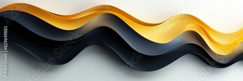 black, yellow, wave, modern, gradient curved shape white background, aspect ratio 3:1, banner background, landing page wallpaper