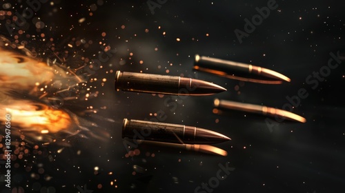 A dynamic image of bullet shells flying through the air. Perfect for illustrating action or danger