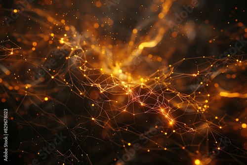 A tangled web of glowing threads, forming a mesmerizing abstract pattern, rendered in a dark, minimalist 3D style.