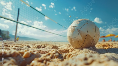 Volleyball ball on the sandy beach, perfect for sports concept designs