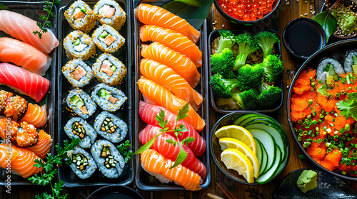 Artful array of sushi and sashimi delicacies