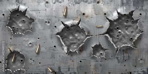 A bunch of bullet holes on a wall. Suitable for crime scene or vandalism concepts