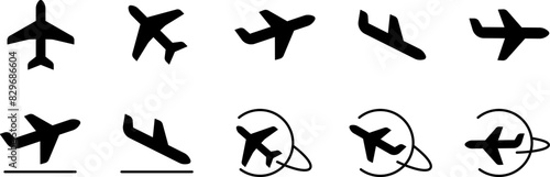 Plane icon set. Flight transport symbol. Airplane icon vector. Travel flat illustration. Travel symbol. Vector EPS 10