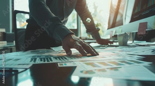businessman hand working with new modern computer and business strategy as concept 
