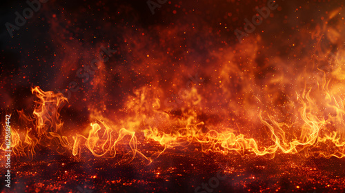 background of fire as a symbol of hell and inferno Fire flame on transparent background fire background in the night, Generative AI