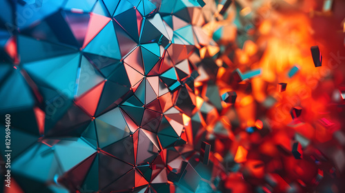 Voronoi trianglify color diagram background. Generative AI.