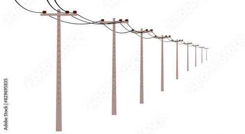 3 phase electric pole on the white background