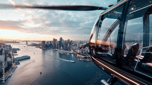 The eVTOLs are equipped with panoramic windows providing passengers with stunning views of the city and ocean as they travel to their destination.